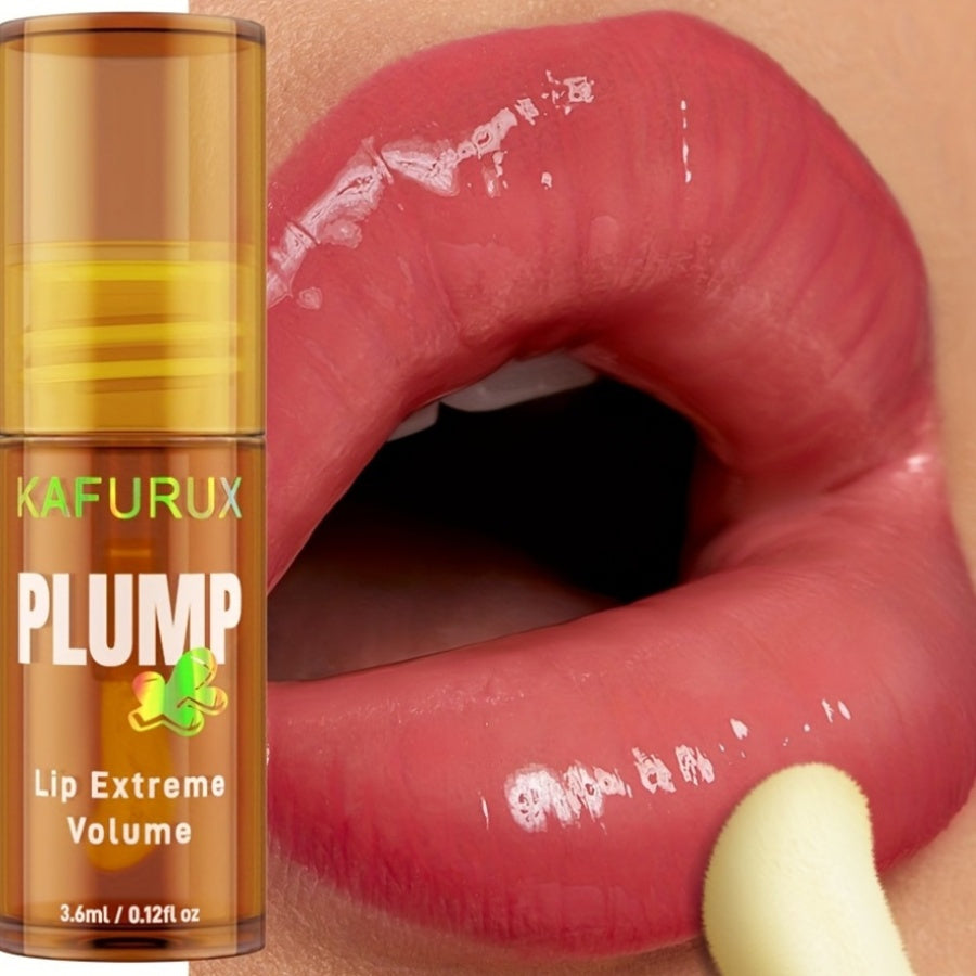 1pc KAFURUX PLUMP Lip Oil, Tinted Liquid Formula, High Shine Finish, Moisturizing Hydration, Fuller Lips Effect, Suitable for All Skin Types