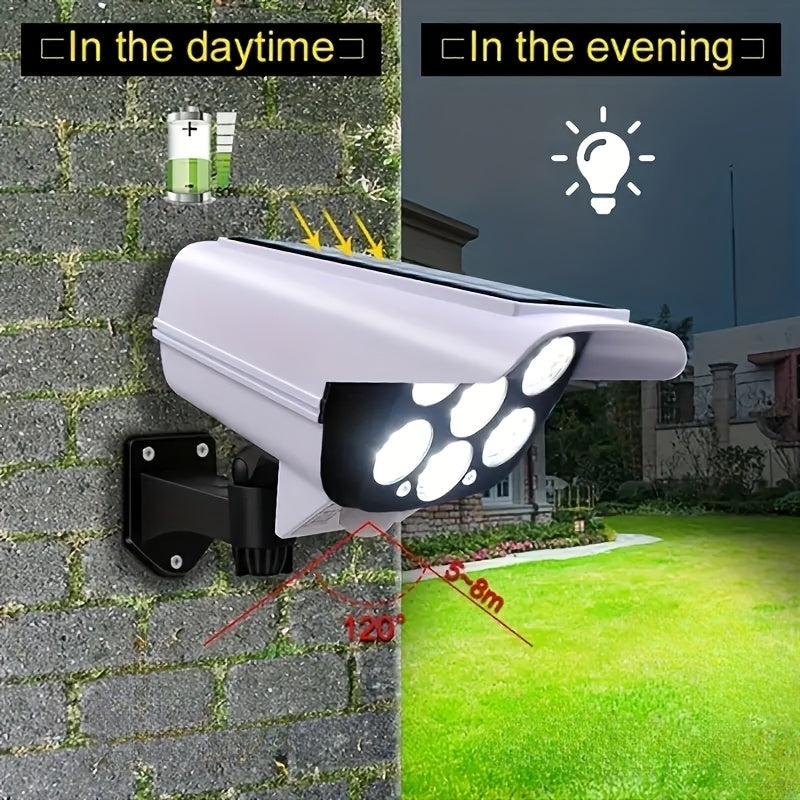 1pc Solar-Powered Motion Sensor Wall Light with LED Security Camera Design - Smart Outdoor Garden Lighting, Human Sensor Wall Lamp for Home Security & Energy Efficiency, Solar Outdoor Lights, Indoor Lighting, Modern Lighting,