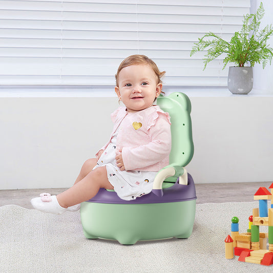 Baby Toilet, Toddler Potty Training Toilet with Toilet Brush, 19. 5cm/21cm High Children's Potty, Green/Blue