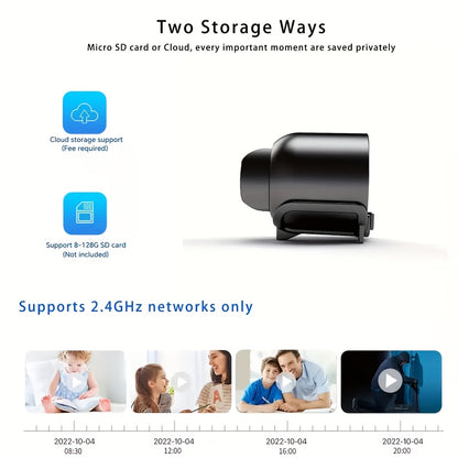 Compact security smart WiFi camera, anti-theft camera, supports 2.4g WiFi band, not High Quality, with remote application, you can view the video at any time, support motion detection, alert push, ideal for home assistant