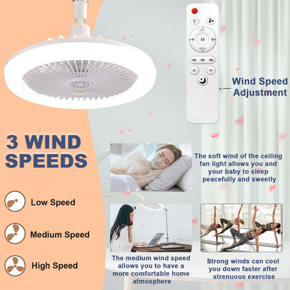 50W 25.4cm LED Smart Ceiling Fan Light with Remote Control, Color Changing and Dimming Features, 2In1 360 degrees Ceiling Fan with Light | E26/27 Socket, Dual Function Cooling and Lighting, Timing, Suitable for for Bedroom, k
