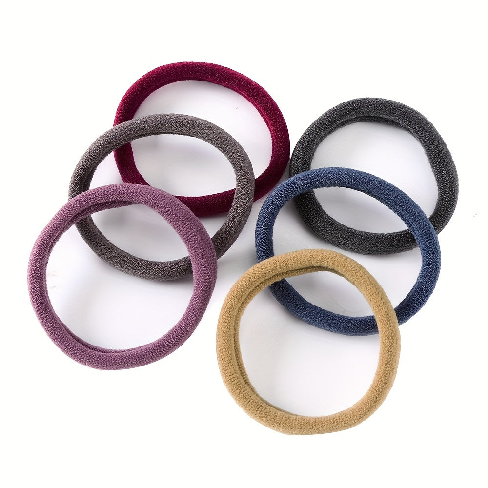 50pcs Girls' Hair Tie Rubber Band Fashion 5cm Basic Hair Ring Seamless High Elastic Towel Circle High Ponytail Durable Women's Head Tie