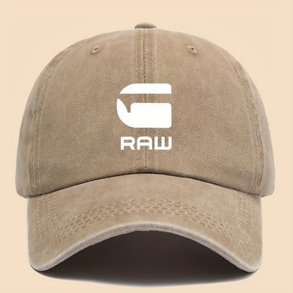 1pc "RAW" Fun Print Baseball Cap in Black with White Text - Breathable & Comfortable, Adjustable Unisex Dad Hat for Men, Women, Teens - Perfect for Beach, Fishing, Outdoor Activities, Father'S Day, Christmas, 4 Seasons, Casua