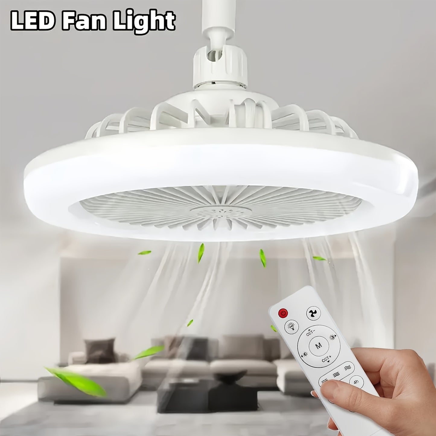 50W 25.4cm LED Smart Ceiling Fan Light with Remote Control, Color Changing and Dimming Features, 2In1 360 degrees Ceiling Fan with Light | E26/27 Socket, Dual Function Cooling and Lighting, Timing, Suitable for for Bedroom, k