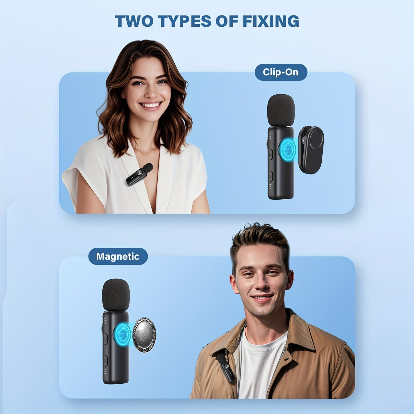 Professional Wireless Lavalier Microphone, Plug-and-Play Clip-On Mic with Auto Pairing Feature, Battery Indicator, Portable Magnetic Mount, Noise Reduction Suitable for iPhone 15/16, Android, USB-C Devices, Live Streaming, Po