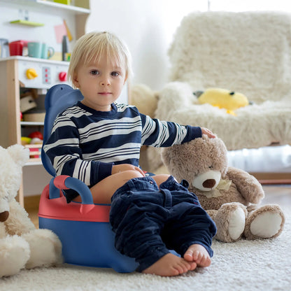 Baby Toilet, Toddler Potty Training Toilet with Toilet Brush, 19. 5cm/21cm High Children's Potty, Green/Blue