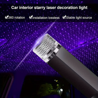 1pc USB Projector Ambient Night Light, Romantic Starry Sky Projector Car Light, Rotatable Adjustment, Bedroom, Car, Party, Wall, Ceiling, Portable Atmosphere Decoration Car Roof Light, Without Battery