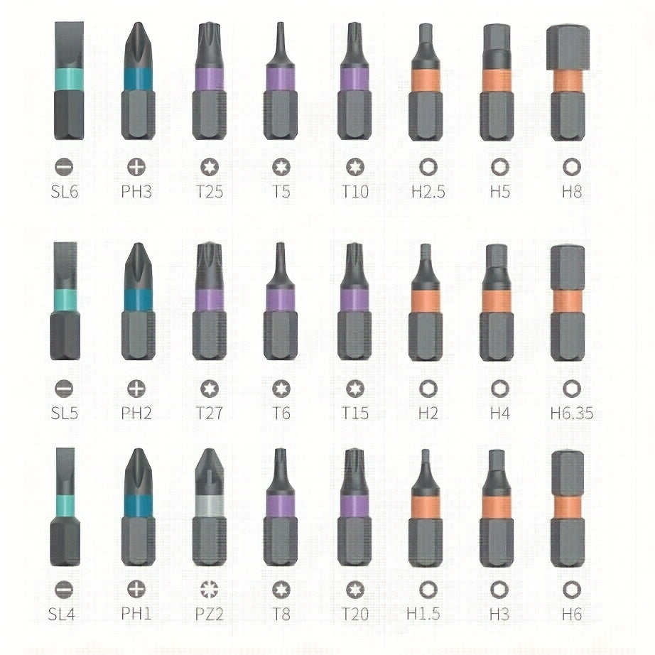 24-in-1 Magnetic Screwdriver Set with S2 Steel Bits & Detachable T-Shaped Ratcheting Handle - Multi-Functional Toolkit for Office, Renovation, and Camping DIY