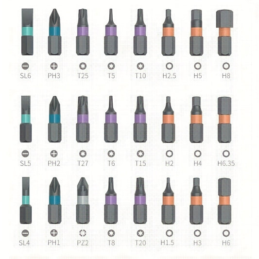 24-in-1 Magnetic Screwdriver Set with S2 Steel Bits & Detachable T-Shaped Ratcheting Handle - Multi-Functional Toolkit for Office, Renovation, and Camping DIY