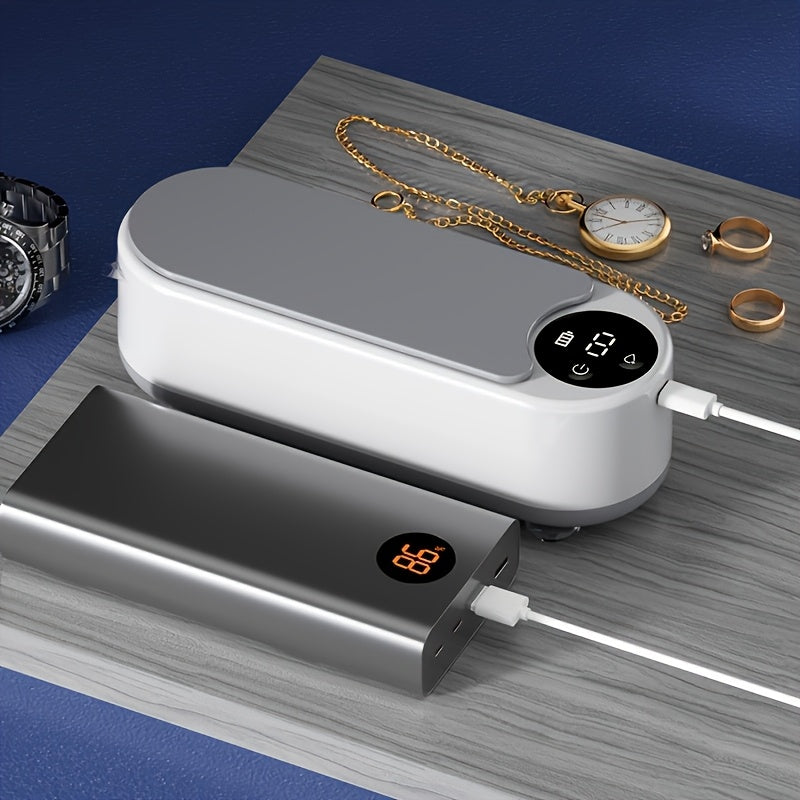FEIYBA A Versatile Cleaning Device That Requires No Chemicals, Ideal for Cleaning Glasses, Jewelry, Watches, And Dental Braces, Featuring a Digital Screen And a Compartment for Accessories, Electric motor technology enables e