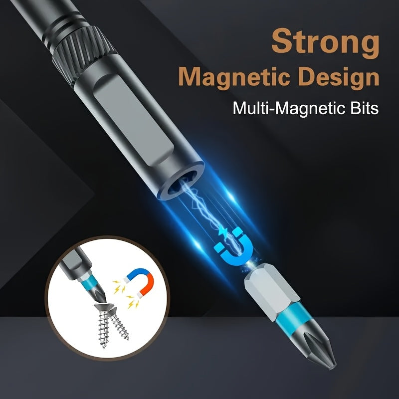 24-in-1 Magnetic Screwdriver Set with S2 Steel Bits & Detachable T-Shaped Ratcheting Handle - Multi-Functional Toolkit for Office, Renovation, and Camping DIY