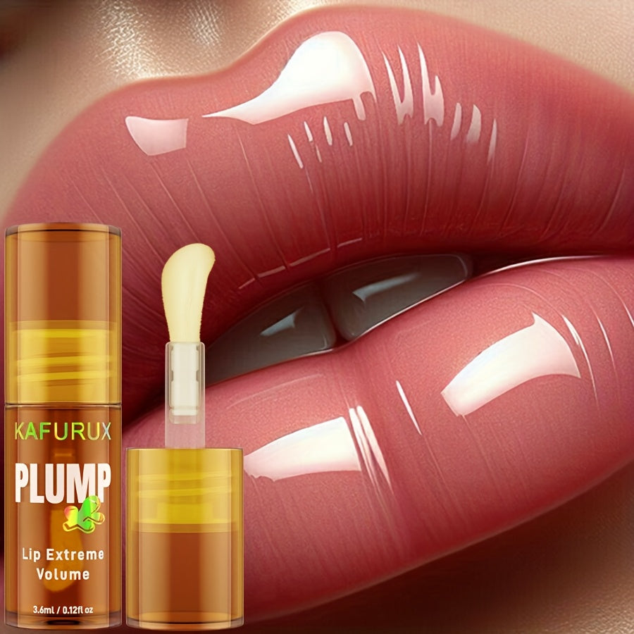 1pc KAFURUX PLUMP Lip Oil, Tinted Liquid Formula, High Shine Finish, Moisturizing Hydration, Fuller Lips Effect, Suitable for All Skin Types