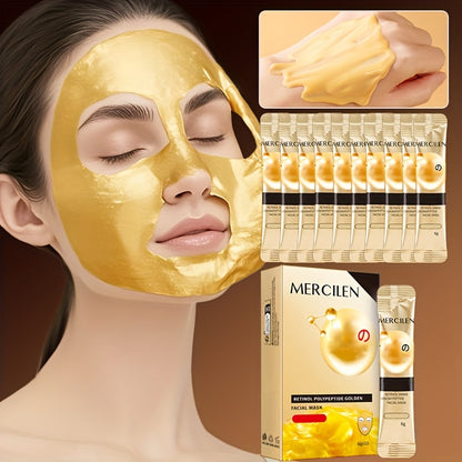 Retinol Polypeptide Tear Mask Makeup Primer 6gx10 pack, containing retinol, hyaluronic acid deep cleaning, moisturizing and firming, brightening to make Light Beige look younger, suitable for all Light Beige types, essential