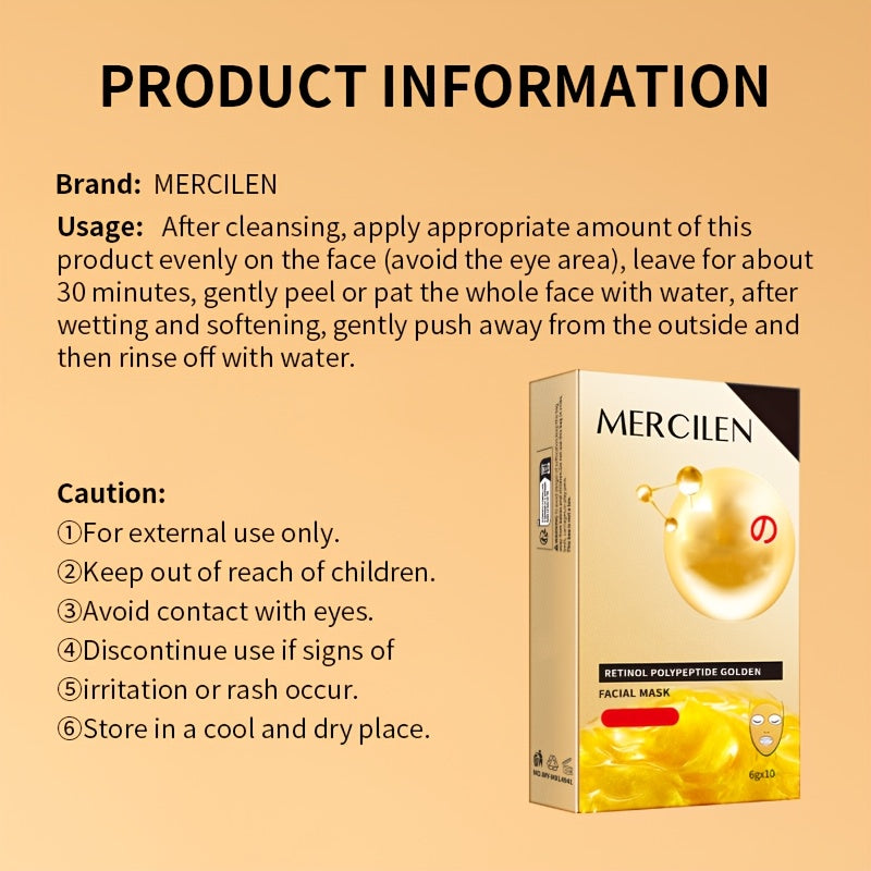 Retinol Polypeptide Tear Mask Makeup Primer 6gx10 pack, containing retinol, hyaluronic acid deep cleaning, moisturizing and firming, brightening to make Light Beige look younger, suitable for all Light Beige types, essential