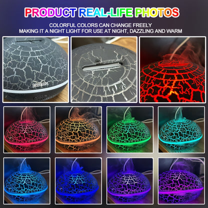 200ml Cool Crack Nebula Diffuser with Flame Effect, Auto Shut-off to Prevent Overheating, Long-lasting Mist, Compact and Space-saving Indoor Humidifier