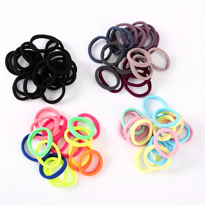 50pcs Girls' Hair Tie Rubber Band Fashion 5cm Basic Hair Ring Seamless High Elastic Towel Circle High Ponytail Durable Women's Head Tie