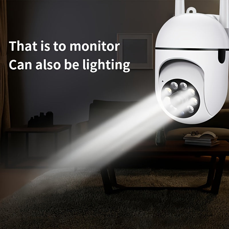 Spherical safety camera, motion detection, color night vision, alarm push, FHD wireless Wi Fi smart home safety camera, 355 ° panoramic monitoring camera, intelligent motion detection, two-way audio, only 2.4GHz, Wi Fi camer