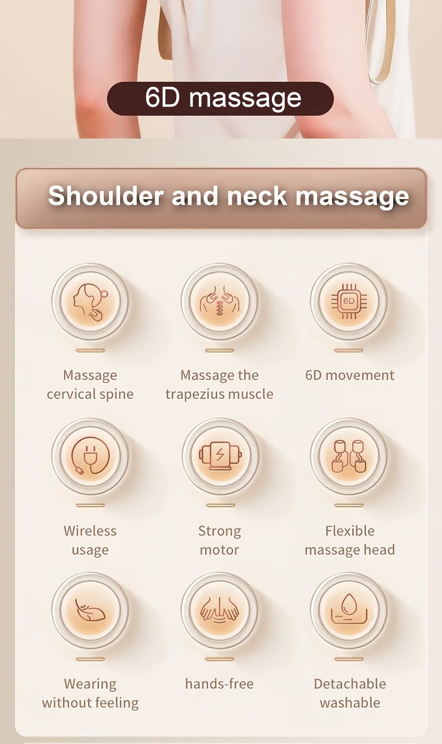 Automatic Kneading Device for Neck, Back, Waist, And Shoulder Massage Targeting Trapezius Muscles.