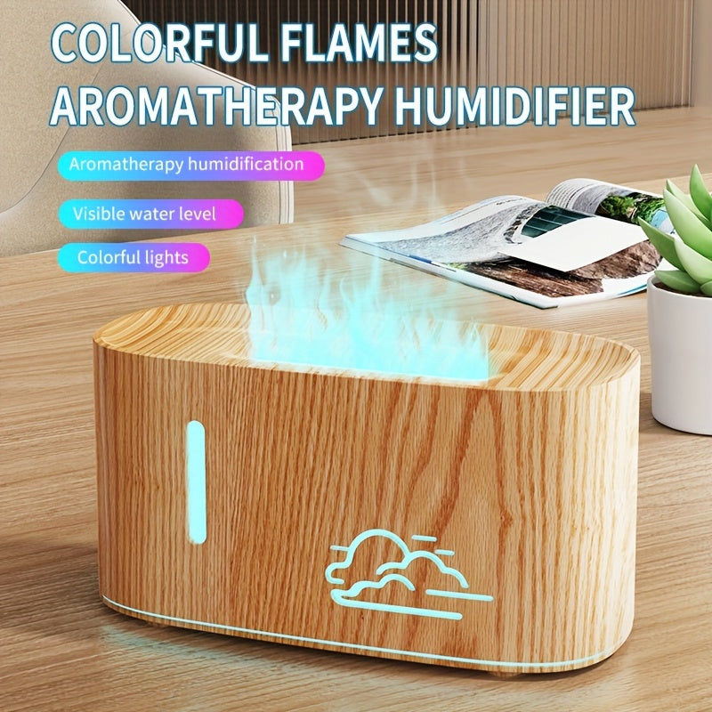 1pc Long Strip Wood Grain Cracked Aromatherapy Humidifier, 160ml Colorful Gradient Atmosphere Light, Silent and Compact Portable for Bedroom Office School Air-conditioned Room, No Battery Included, USB Plug-in Use