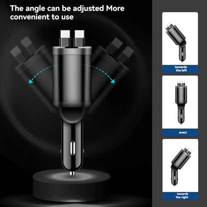 BAIDELUO Car Charger 5-in-1 Retractable Car Phone Charger with Retractable Cable Suitable for iPhone and USB Car Charger, Compatible with Galaxy - Suitable for iOS and Android Systems, Suitable for Various Car Models, Without