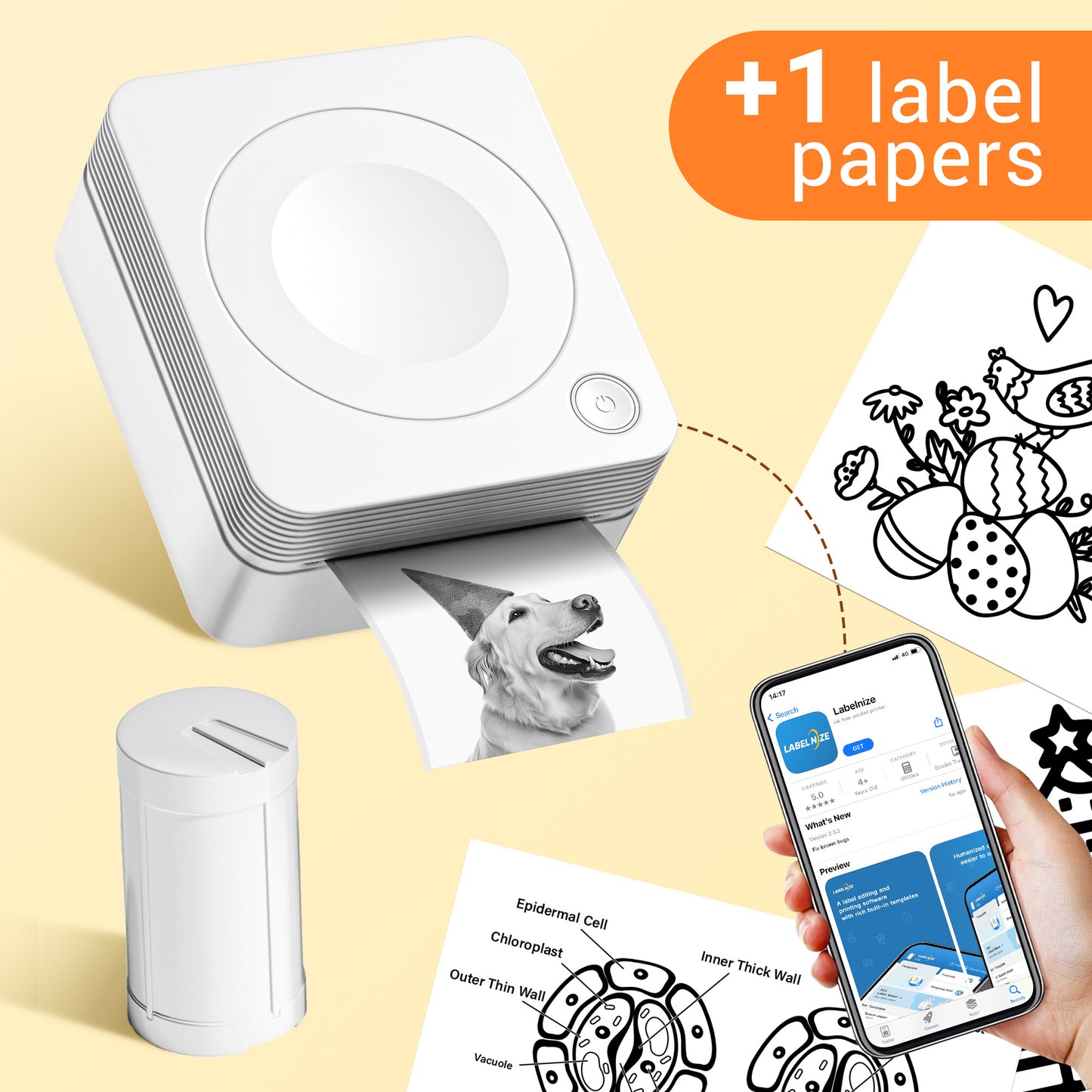 Mini Label Printer Self-Adhesive Labels, Portable Label Printer, P31S&P21&PM220 Combination of Different Designs, No Ink or Toner Required, Wireless Connectivity, For iOS and Android, For Home, Office and School, For Storage