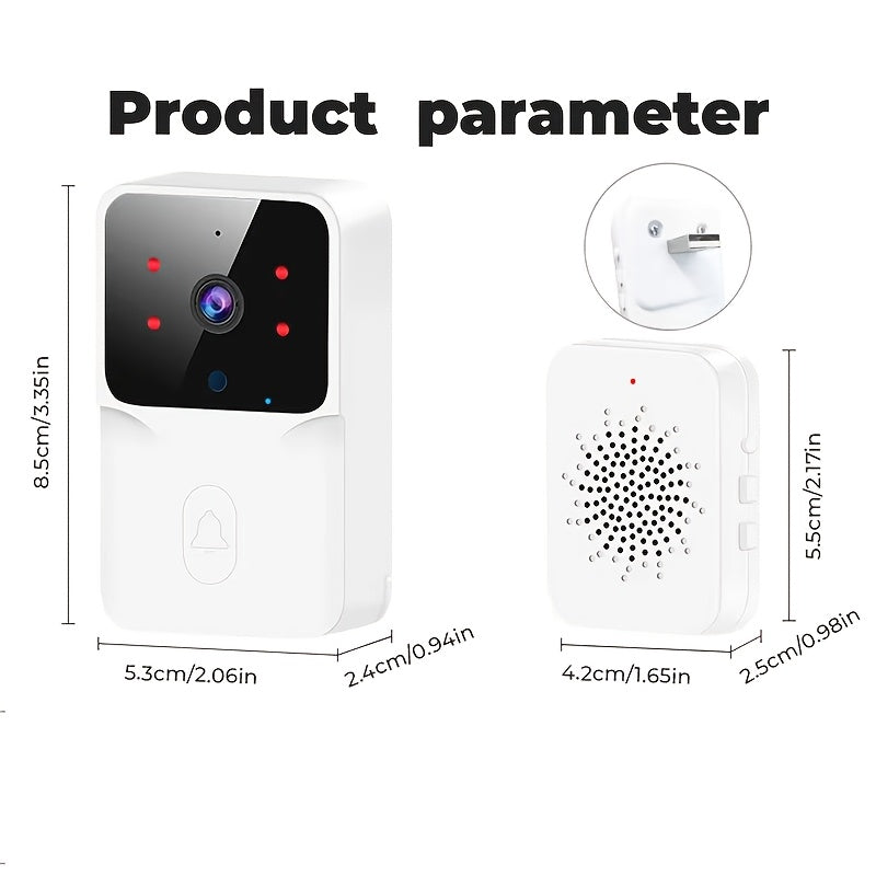 Smart Wireless Video Doorbell with 2-Way Audio, Night Vision, USB Rechargeable & Low Power Consumption | 2.4G WiFi Home Security System for Doormat & Surveillance, Office Surveillance | Modern Doorbell | Advanced Audio Techno