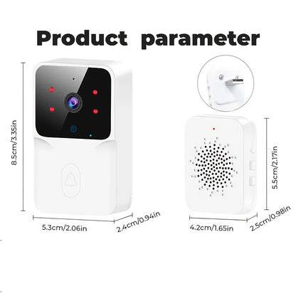 Smart Wireless Video Doorbell with 2-Way Audio, Night Vision, USB Rechargeable & Low Power Consumption | 2.4G WiFi Home Security System for Doormat & Surveillance, Office Surveillance | Modern Doorbell | Advanced Audio Techno