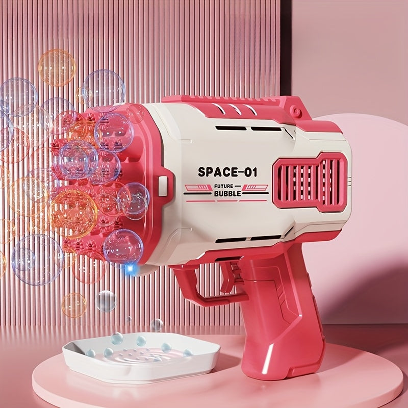 Boys & Girls Handheld Bubble Blaster Outdoor Play Toy - Pink & Blue Bubble Wand with Adjustable Airflow, Durable Plastic Construction, No Solution/Batteries Needed, Holiday Gift for Kids, Bubble Machine for Outdoor Play, Adju