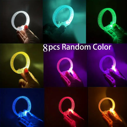 8pcs LED Glow-in-the-Dark Bracelets - UV Activated Neon Glow Party Chains, Multi-Color LED Light Up Bracelets for Concerts, Clubs, Birthdays, Carnivals - with Button Batteries Included - Perfect for Group Party Favors & Glow