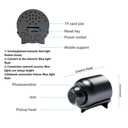 Compact security smart WiFi camera, anti-theft camera, supports 2.4g WiFi band, not High Quality, with remote application, you can view the video at any time, support motion detection, alert push, ideal for home assistant