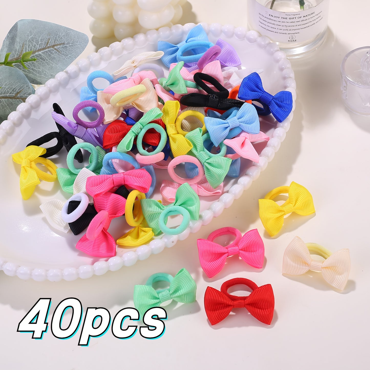 10/20/30/40pcs Girls' Elastic Hair Ties - Soft Pastel & Bright Colors (Red, Pink, Yellow, Green, Blue, Purple, Black, White,) - Non-Slip Hair Bands for Youngsters, Youngsters, Birthday Parties, Halloween, Chinese New Year - S