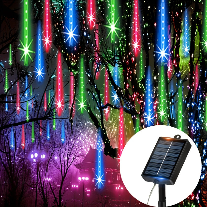 Loyyz Solar-Powered Meteor Shower Lights Outdoor - Meteor Shower Effect Garden Decorations with Solar Panel, IPX4 High Quality, for Wedding, Easter, Ramadan, Patio, Tree, Roof - Energy-Efficient LED String Lights, Out Side So