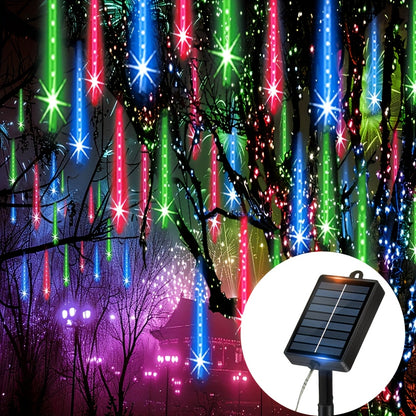 Loyyz Solar-Powered Meteor Shower Lights Outdoor - Meteor Shower Effect Garden Decorations with Solar Panel, IPX4 High Quality, for Wedding, Easter, Ramadan, Patio, Tree, Roof - Energy-Efficient LED String Lights, Out Side So