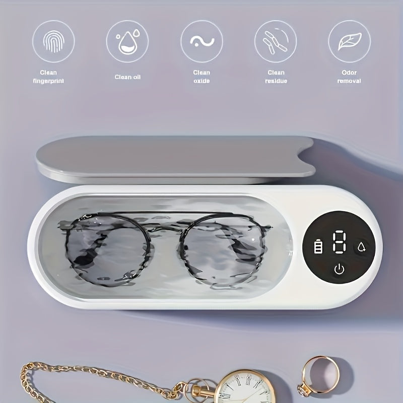 FEIYBA A Versatile Cleaning Device That Requires No Chemicals, Ideal for Cleaning Glasses, Jewelry, Watches, And Dental Braces, Featuring a Digital Screen And a Compartment for Accessories, Electric motor technology enables e