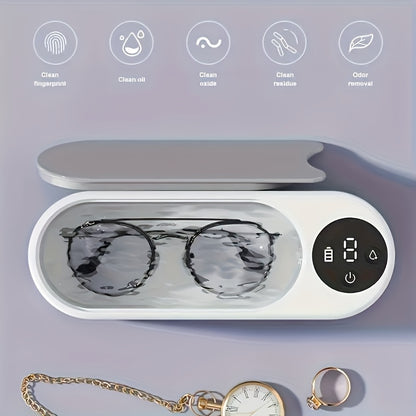 FEIYBA A Versatile Cleaning Device That Requires No Chemicals, Ideal for Cleaning Glasses, Jewelry, Watches, And Dental Braces, Featuring a Digital Screen And a Compartment for Accessories, Electric motor technology enables e