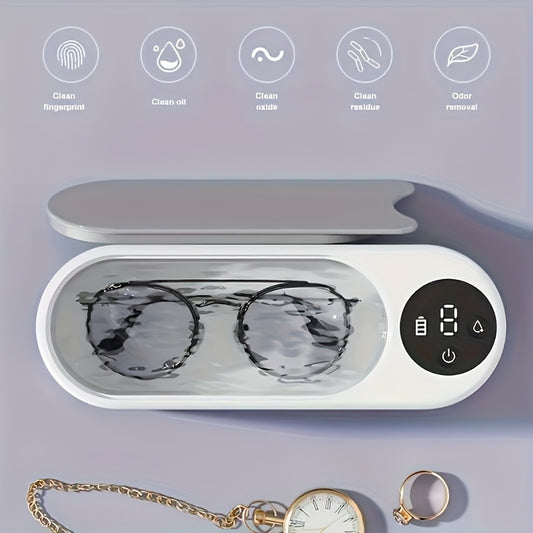 FEIYBA A Versatile Cleaning Device That Requires No Chemicals, Ideal for Cleaning Glasses, Jewelry, Watches, And Dental Braces, Featuring a Digital Screen And a Compartment for Accessories, Electric motor technology enables e