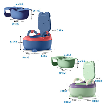 Baby Toilet, Toddler Potty Training Toilet with Toilet Brush, 19. 5cm/21cm High Children's Potty, Green/Blue