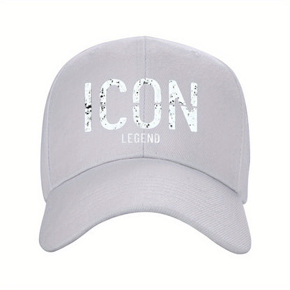 1pc ICON, LEGEND Peaked Cap Hat Unisex Baseball Cap Adjustable Lightweight Versatile Cap