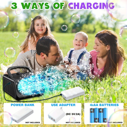 Ultimate Bubble Blaster - 20K+ Bubbles/Min, Dual Fan Portable Outdoor Toy with USB or Battery Power, Perfect for Parties & Christmas Gifts (Bubble Solution & Batteries Not Included)