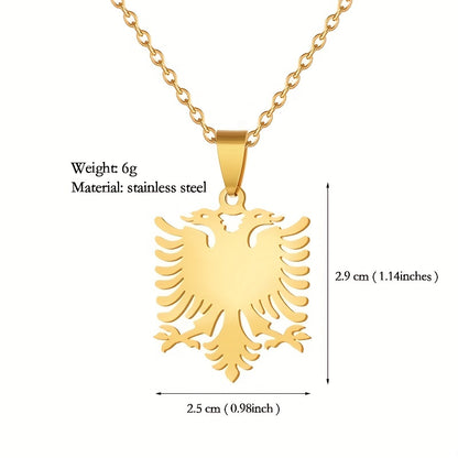 1pc Men's And Women's Party Fashion Trendy Gift, Titanium Steel Albania Eagle Pendant Necklace