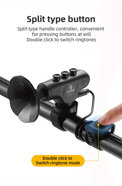 Black ABS Bicycle Horn Bell - Loud Electric Car Horn with Decorative Riding Ring for Motorcycle & Bicycle Handlebars, Enhances Safety & Style, Bike Accessories