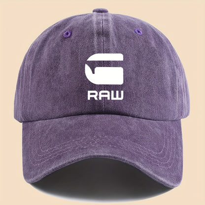 1pc "RAW" Fun Print Baseball Cap in Black with White Text - Breathable & Comfortable, Adjustable Unisex Dad Hat for Men, Women, Teens - Perfect for Beach, Fishing, Outdoor Activities, Father'S Day, Christmas, 4 Seasons, Casua