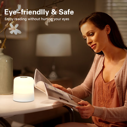 AMill Touch-Controlled USB LED Night Light - Color-Changing, Dimmable Compact Table Lamp for Bedroom Ambiance, 800mAh Rechargeable Battery, 7 Color Modes (Purple, Blue, Green, Red, Pink, White, Cream), Adjustable Brightness,