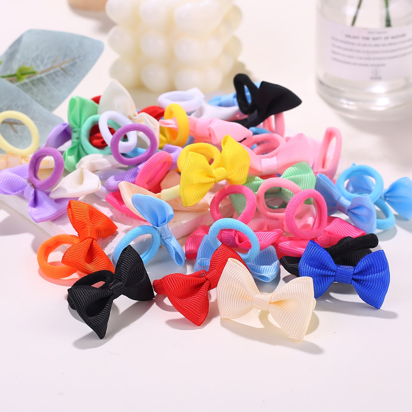 10/20/30/40pcs Girls' Elastic Hair Ties - Soft Pastel & Bright Colors (Red, Pink, Yellow, Green, Blue, Purple, Black, White,) - Non-Slip Hair Bands for Youngsters, Youngsters, Birthday Parties, Halloween, Chinese New Year - S