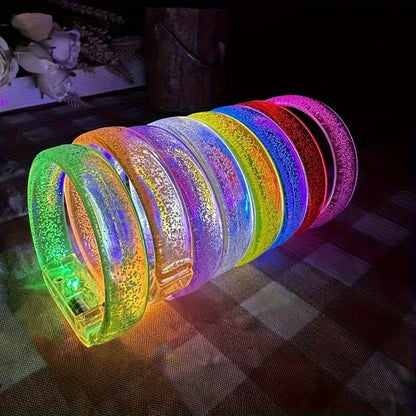 8pcs LED Glow-in-the-Dark Bracelets - UV Activated Neon Glow Party Chains, Multi-Color LED Light Up Bracelets for Concerts, Clubs, Birthdays, Carnivals - with Button Batteries Included - Perfect for Group Party Favors & Glow