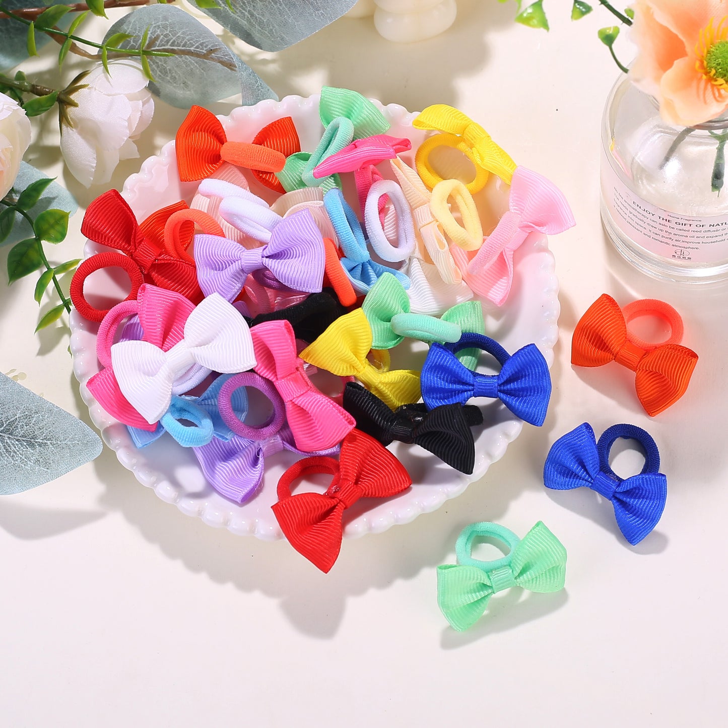 10/20/30/40pcs Girls' Elastic Hair Ties - Soft Pastel & Bright Colors (Red, Pink, Yellow, Green, Blue, Purple, Black, White,) - Non-Slip Hair Bands for Youngsters, Youngsters, Birthday Parties, Halloween, Chinese New Year - S