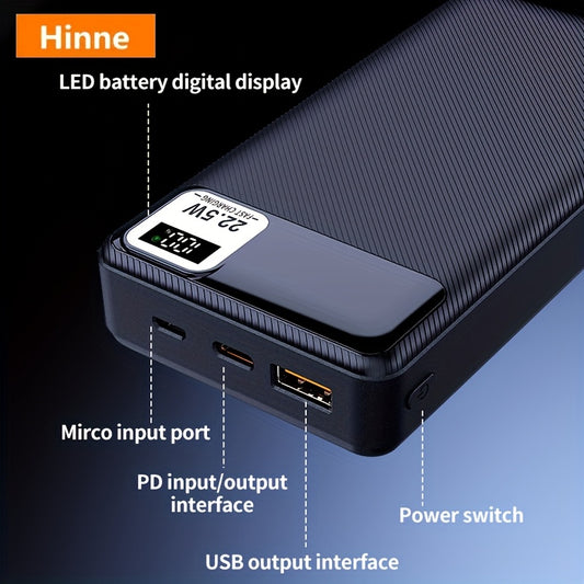 Hinne 10000/ 20000mAh portable power bank, mobile phone battery pack 22W fast charger, with LED battery display/USB/Type-c/micro interface, suitable for iPhone/Android mobile electronic devices, gifts, outdoor emergency power