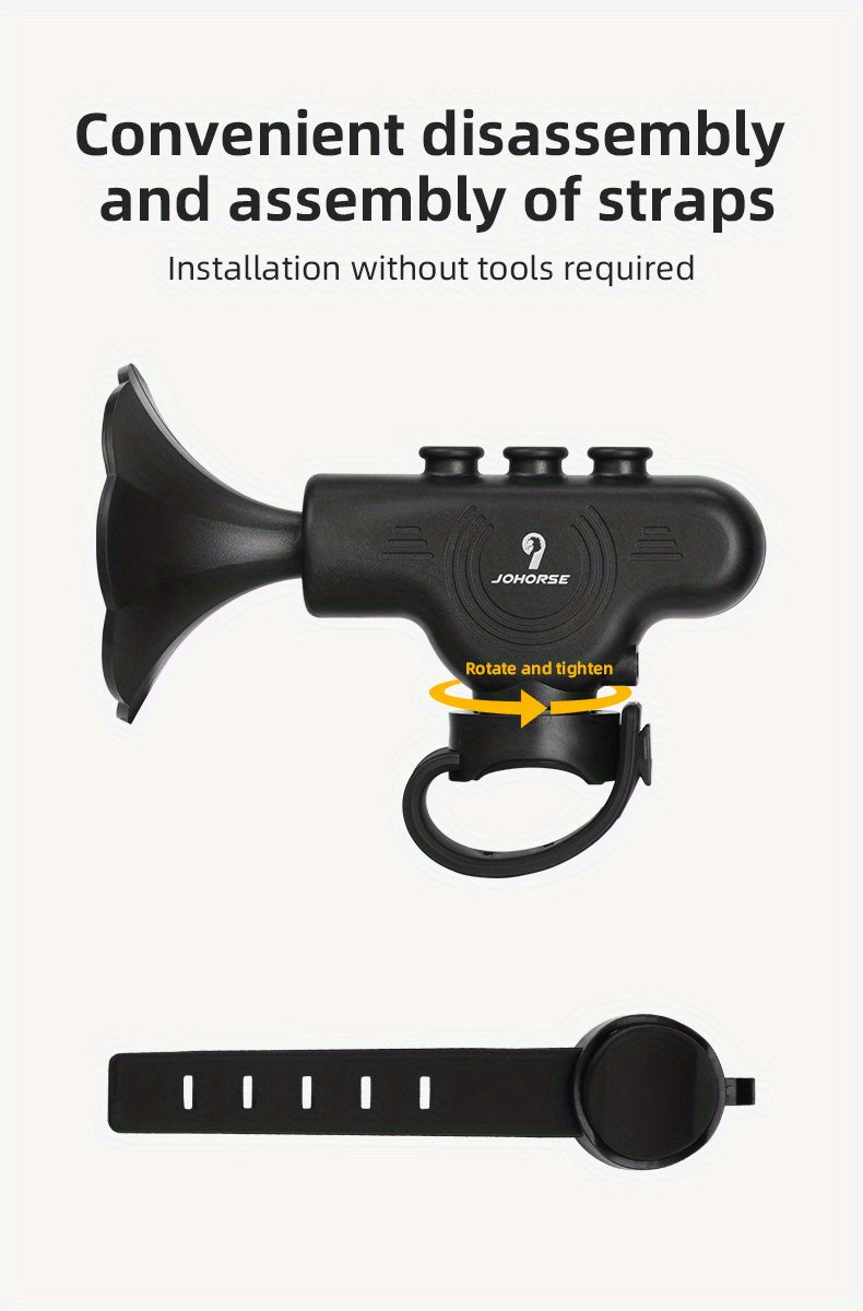 Black ABS Bicycle Horn Bell - Loud Electric Car Horn with Decorative Riding Ring for Motorcycle & Bicycle Handlebars, Enhances Safety & Style, Bike Accessories