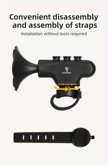 Black ABS Bicycle Horn Bell - Loud Electric Car Horn with Decorative Riding Ring for Motorcycle & Bicycle Handlebars, Enhances Safety & Style, Bike Accessories