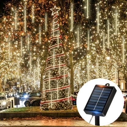 Loyyz Solar-Powered Meteor Shower Lights Outdoor - Meteor Shower Effect Garden Decorations with Solar Panel, IPX4 High Quality, for Wedding, Easter, Ramadan, Patio, Tree, Roof - Energy-Efficient LED String Lights, Out Side So